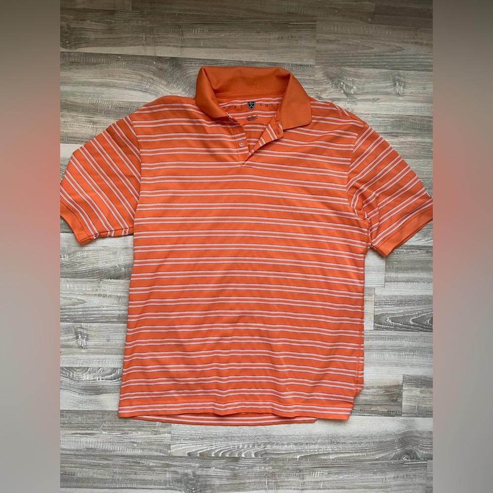 Nike Golf Dri-FIT orange striped polo shirt in breathable performance fabric